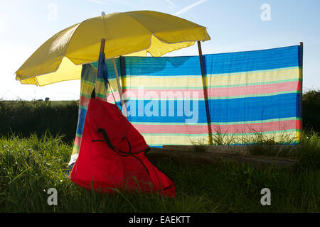 Vacances d'été au Pays de Galles-vent près de la plage Banque D'Images