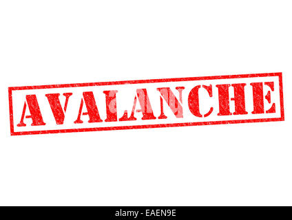 AVALANCHE de tampon en caoutchouc rouge sur un fond blanc. Banque D'Images