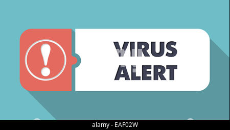 Alerte de virus sur fond orange en version plate. Banque D'Images