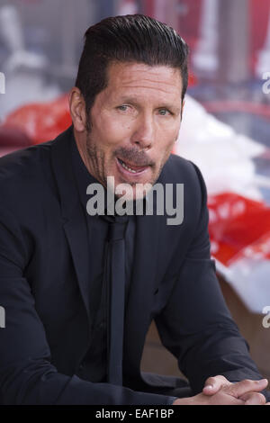 L'entraîneur-chef de l'Atletico Madrid Diego Simeone au cours de la La Liga match contre Malaga au Vicente Calderón comprend : Diego Simeone Où : Madrid, Espagne Quand : 11 mai 2014 Banque D'Images