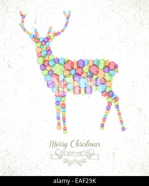 Joyeux Noël les taches d'aquarelle forme rennes carte de vœux l'arrière-plan. Fichier vectoriel EPS10 organisé en couches pour l'editin facile Banque D'Images