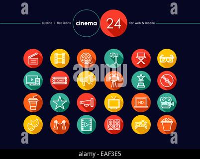 Film et cinéma télévision couleur icons set pour le web et application mobile. Fichier vectoriel EPS10 organisé en couches pour l'édition facile. Banque D'Images