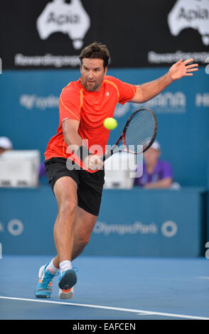 Sydney, Australie. 17 Jan, 2015. Patrick Rafter (AUS) en action contre John McEnroe (USA) au cours de la RAPIDE4 match de tennis à la Qantas Credit Union Arena. Credit : Action Plus Sport/Alamy Live News Banque D'Images