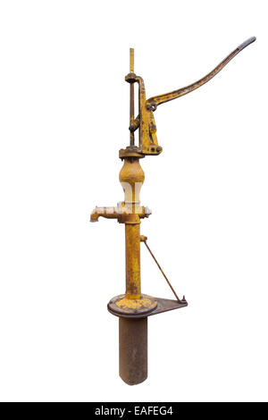 Old rusty part pompe à eau - style rétro sur fond blanc Banque D'Images