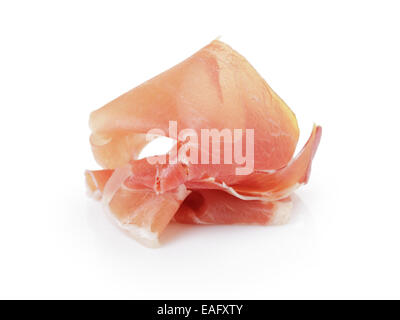 Tranche de prosciutto italien, isolated on white Banque D'Images