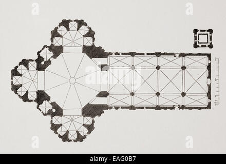 Plan de masse du la basilique Santa Maria del Fiore ou Duomo, Florence, Italie. Banque D'Images