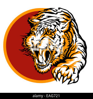 Conception de logo tigre rugissant Banque D'Images