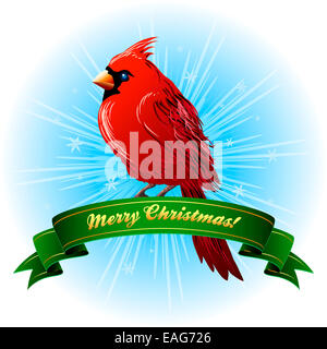 Cadre de Noël avec cardinal rouge Banque D'Images