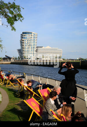 Tour de Marco Polo à Elbe, Hafencity, Hambourg, Allemagne, Europe Banque D'Images