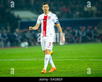 Tbilissi, Géorgie. 14 novembre, 2014. UEFA EURO 2016 - Pologne Géorgie, qualificatifs, . n z [Robert Lewandowski] (Polska) fot. Lukasz Skwiot/Foto Olimpik Crédit : Cal Sport Media/Alamy Live News Banque D'Images