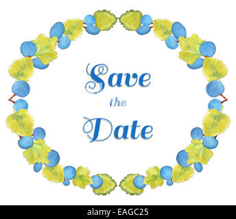 Guirlande de feuilles et baies de la ronce fait illustration aquarelle Banque D'Images