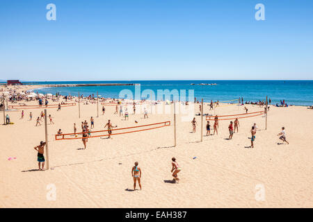 La plage de Barceloneta en la ville de Barcelone, Espagne Banque D'Images
