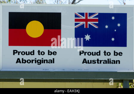 Drapeaux de l'Australie et les Autochtones, Alice Springs, Territoire du Nord, Australie Banque D'Images