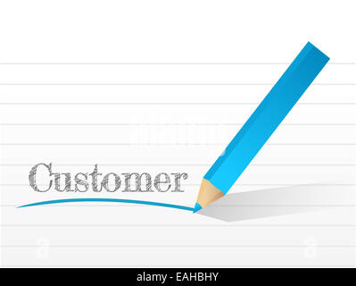 Le client par écrit sur un bloc-notes illustration Banque D'Images