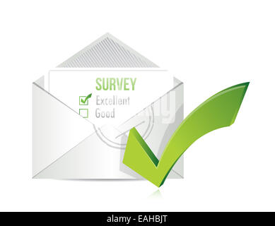 Sondage par mail. checkbox lettre illustration Banque D'Images