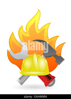 Outils de construction en feu Banque D'Images