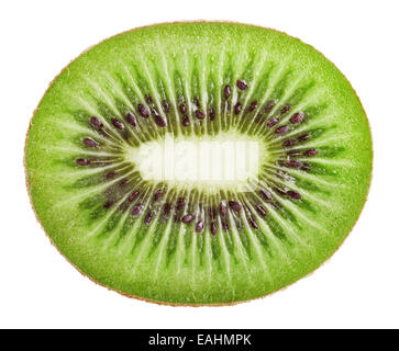 Tranche de kiwi frais isolé sur fond blanc. Clipping Path Banque D'Images