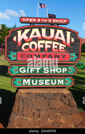 Signe pour Kauai Coffee Company Banque D'Images