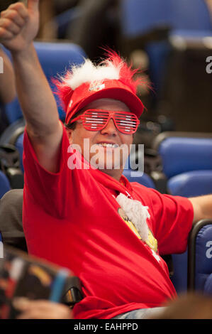 O2 Arena, London, UK. 15 novembre, 2014. Barclays ATP Suisse toutes les demi-finales match, Roger Federer (SUI) vs Stanislas Wawrinka (SUI). Credit : Malcolm Park editorial/Alamy Live News Banque D'Images