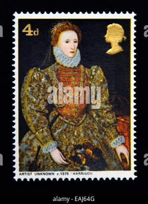 Timbre-poste. La Grande-Bretagne. La reine Elizabeth II. Peintures britanniques. 1967. La reine Elizabeth I, artiste inconnu c.2666. 4d. Banque D'Images