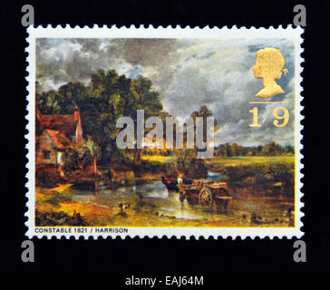 Timbre-poste. La Grande-Bretagne. La reine Elizabeth II. Peintures britanniques. 1967. 'Le Hay Wain', John Constable, 1821. 1/9. Banque D'Images