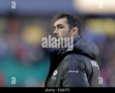 Leicester, Royaume-Uni. 16 Nov, 2014. Alex Sanderson Saracens avant coach - Rugby Union - Aviva Premiership - Leicester Tigers vs Saracens - Saison 2014/15 - 16 novembre 2014 - Photo Malcolm Couzens/Sportimage. Credit : csm/Alamy Live News Banque D'Images