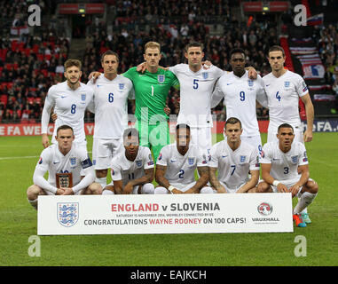 Londres, Royaume-Uni. 15 Nov, 2014. L'équipe d'Angleterre shot.- International European Championships - Angleterre vs Slovénie- Stade de Wembley - Londres - Angleterre - 15 novembre 2014 - Photo David Klein/Sportimage. © csm/Alamy Live News Banque D'Images