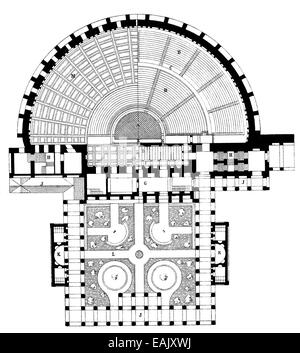 Plan de l'odéon d'Hérode Atticus, un ancien théâtre à Athènes, Grèce, Europe, Grundriss der vom des Odeion Atticu d'Hérode Banque D'Images