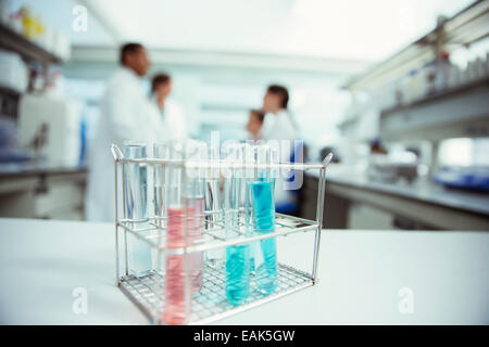 Close up of test tubes in rack in laboratory Banque D'Images