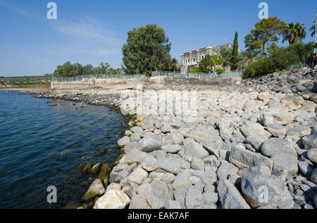 La plage du petit village Capharnaüm sur la mer de Galilée Banque D'Images