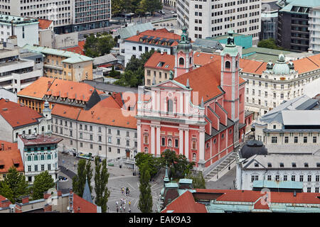 Église des franciscains, ou l'église de l'Annonciation, trg square Prešeren, Ljubljana, Slovénie Banque D'Images