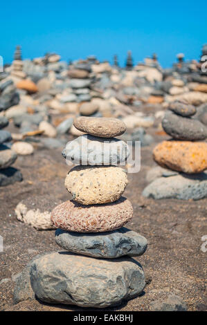 Close-up of pebbles stack Banque D'Images