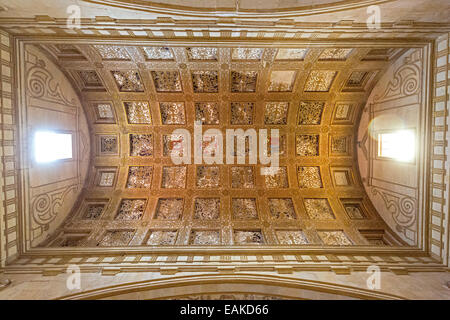 Hall avec un plafond à caissons et boucliers historique du Portugal, Convento de Cristo, Château des Templiers, UNESCO World Banque D'Images