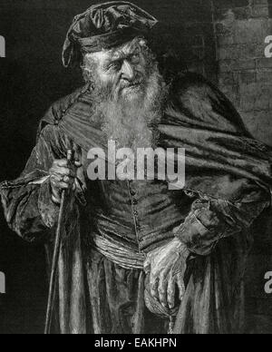 William Shakespeare (1564-1616). Le Marchand de Venise. Shylock. La gravure. Banque D'Images