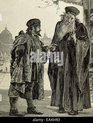 William Shakespeare (1564-1616). Le Marchand de Venise. Shylock et Tubal. La gravure. Banque D'Images