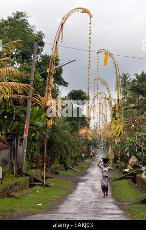 Un village typique, à proximité de l'culte Tampaksiring Gunung Kaki. Ubud. Bali. Champ de riz situé autour du temple de Gunung Kaki Banque D'Images