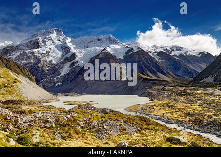 Mont Sefton et Hooker valley, Alpes du Sud, Nouvelle-Zélande Banque D'Images