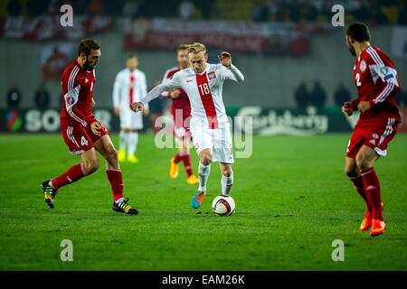 2014.11.14, Tbilissi, Géorgie, Tbilissi, football, UEFA EURO 2016 qualificatifs, Géorgie, Pologne - . n z [Sebastian Mila] (Polska) fot. Lukasz Skwiot/Foto Olimpik Banque D'Images