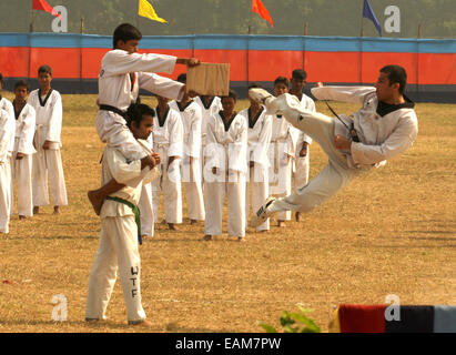 Le taekwondo au terrain de parade de la Brigade à l'occasion de la Journée de la CCN, © Bhaskar Mallick/Pacific Press/Alamy Live News Banque D'Images