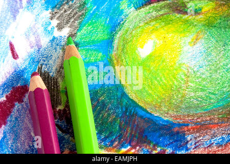 Enfant dessin de crayons de couleur Banque D'Images