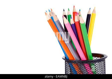 Panier plein de porte-crayons de couleur Banque D'Images