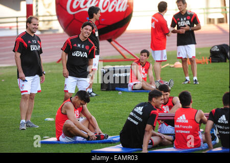 Buenos Aires, Argentine. 17 novembre, 2014. Les joueurs de River Plate assister à une session de formation avant le premier match de la jambe d'Amérique du Sud des semi-finales contre Boca Juniors, à Buenos Aires, Argentine, le 17 novembre 2014. © Julian Alvarez/TELAM/Xinhua/Alamy Live News Banque D'Images