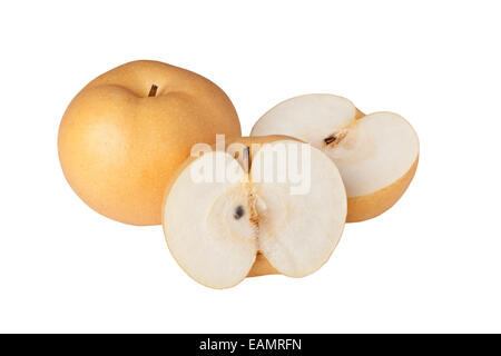 Poires asiatiques isolé sur fond blanc Banque D'Images