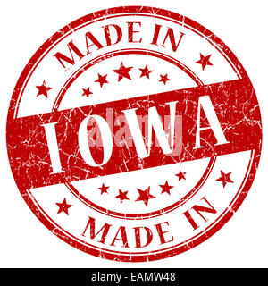 Faites en Iowa rouge rond isolé grunge stamp Banque D'Images