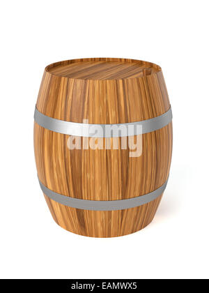 3D render of wine barrel isolé sur fond blanc Banque D'Images