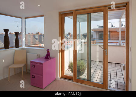 Vue de terrasse sur le toit au Green Street Housing, Nottingham, Royaume-Uni Banque D'Images