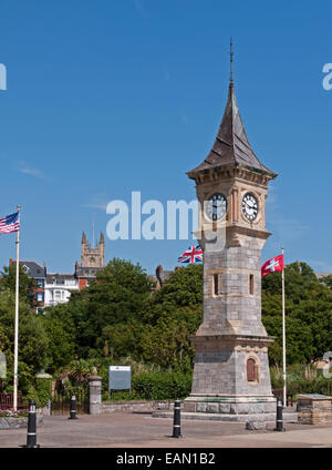 Exmouth's Jubilee Tour de l'horloge sur l'Esplanade, Exmouth, Devon, Angleterre Banque D'Images