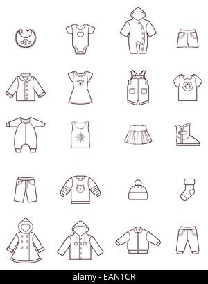 Baby clothes icon set Banque D'Images