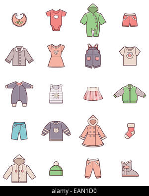 Baby clothes icon set Banque D'Images