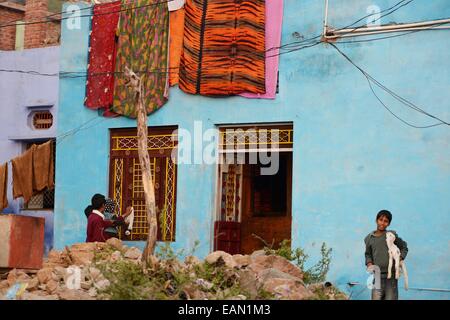 L'Inde, Rajasthan, région de Mewar, Bundi village, l'atmosphère de la vieille ville Banque D'Images